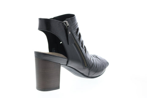 Earthies Siena SIENA-BLK Womens Black Leather Zipper Pumps Heels Shoes