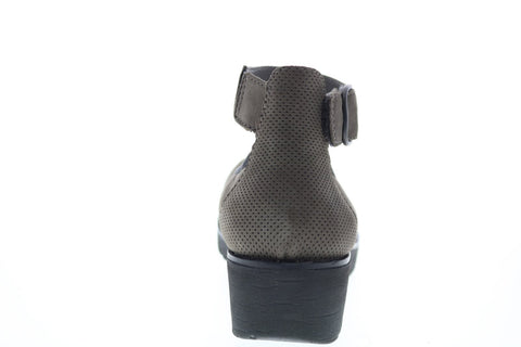 Earth Inc. Zurich Sion Soft Buck Womens Gray Nubuck Strap Flats Shoes