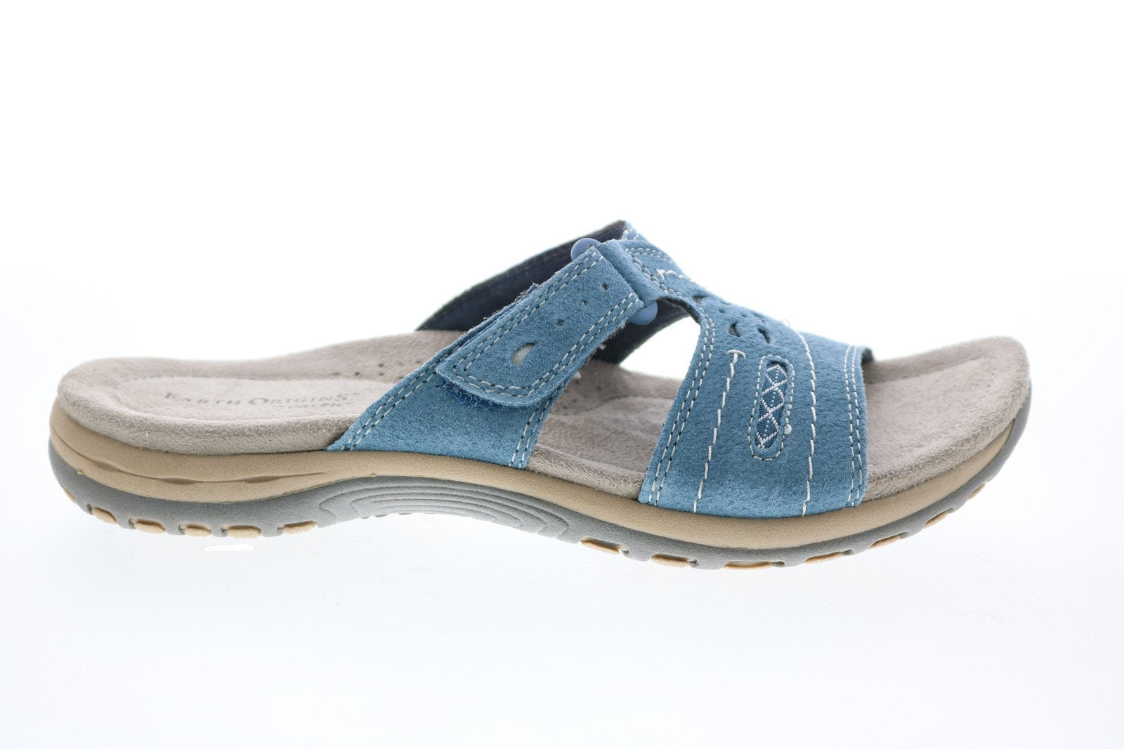 Earth Origins Sizzle Womens Blue Narrow Suede Flip-Flops Sandals