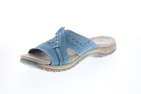 Earth Origins Sizzle Womens Blue Narrow Suede Flip-Flop Sandals Shoes