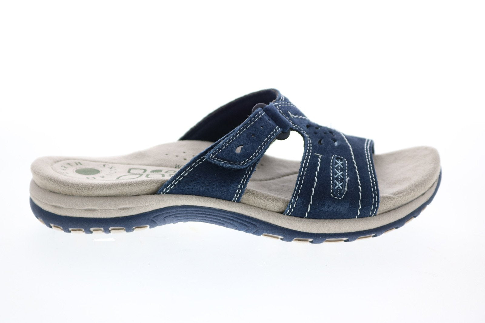 Earth Origins Sizzle Womens Blue Wide Suede Slip On Flip-Flops