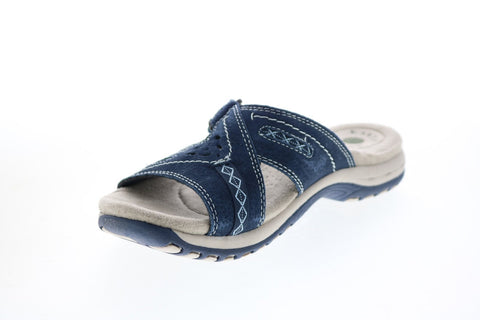 Earth Origins Sizzle Womens Blue Narrow Suede Flip-Flop Sandals Shoes