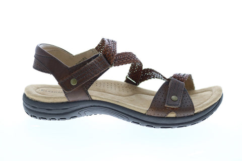 Earth Origins Stella Womens Brown Narrow Leather Slingback Sandals Shoes