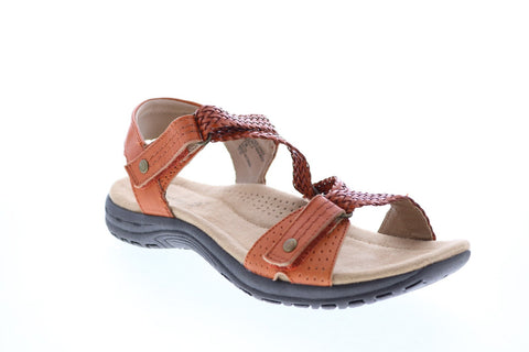 Earth Origins Stella Womens Brown Leather Strap Slingback Sandals Shoes