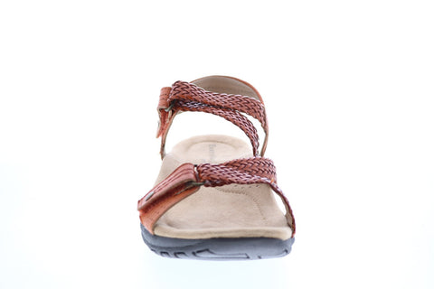 Earth Origins Stella Womens Brown Leather Strap Slingback Sandals Shoes