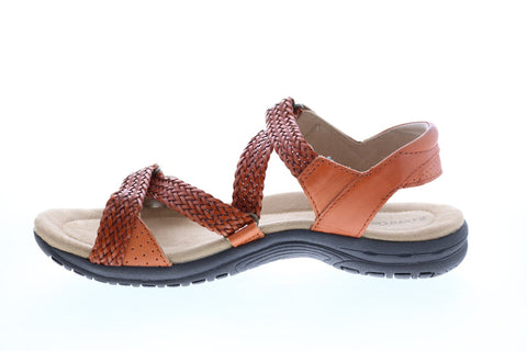 Earth Origins Stella Womens Brown Leather Strap Slingback Sandals Shoes