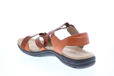 Earth Origins Stella Womens Brown Leather Strap Slingback Sandals Shoes