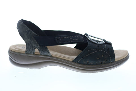 Earth Origins Stella Sabrina Womens Black Leather Slingback Sandals Shoes