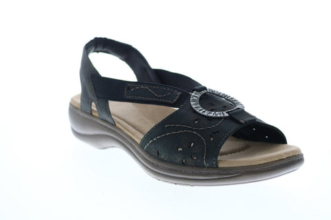 Earth Origins Stella Sabrina Womens Black Leather Slingback Sandals Shoes