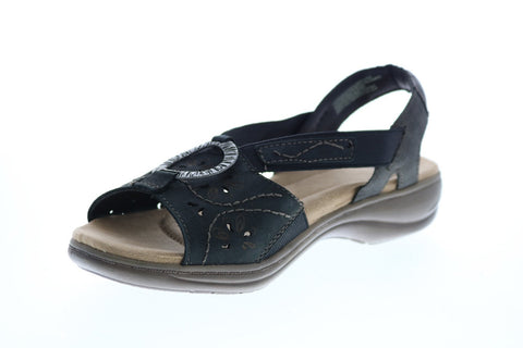 Earth Origins Stella Sabrina Womens Black Leather Slingback Sandals Shoes
