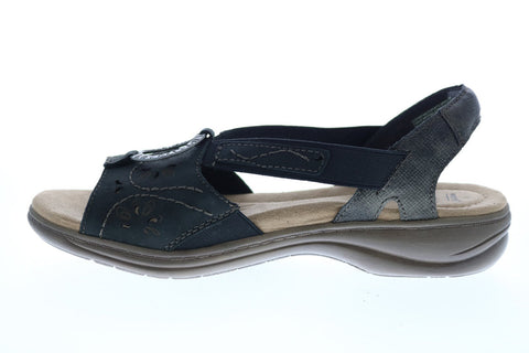 Earth Origins Stella Sabrina Womens Black Leather Slingback Sandals Shoes