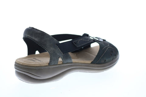 Earth Origins Stella Sabrina Womens Black Leather Slingback Sandals Shoes