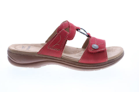 Earth Origins Stella Suzanne Womens Red Leather Strap Slingback Sandals Shoes