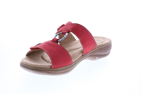 Earth Origins Stella Suzanne Womens Red Leather Strap Slingback Sandals Shoes