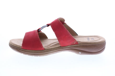 Earth Origins Stella Suzanne Womens Red Leather Strap Slingback Sandals Shoes