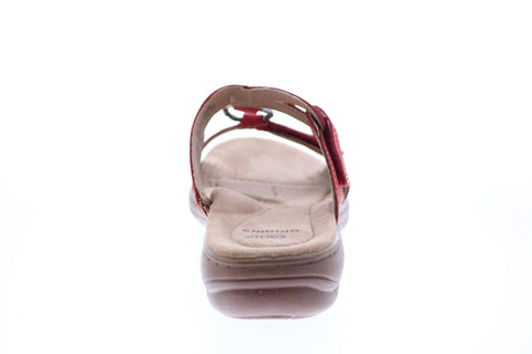 Earth Origins Stella Suzanne Womens Red Leather Strap Slingback Sandals Shoes