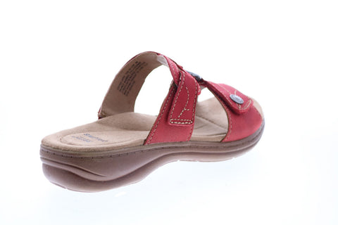 Earth Origins Stella Suzanne Womens Red Leather Strap Slingback Sandals Shoes