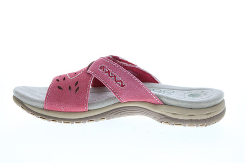 Earth Origins Sterling Womens Red Suede Strap Sandals Shoes