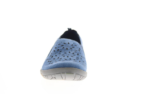 Earth Origins Sugar Womens Blue Wide Suede Slip On Loafers Flats Shoes