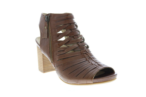 Earthies Siena SIENA-CIN Womens Brown Leather Zipper Pumps Heels Shoes