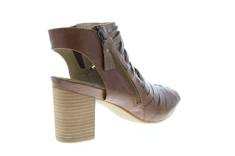 Earthies Siena SIENA-CIN Womens Brown Leather Zipper Pumps Heels Shoes