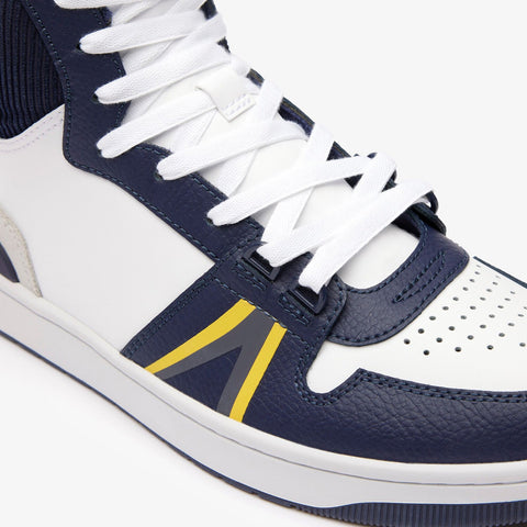 Lacoste L001 Mid 223 1 SMA Mens White Leather Lifestyle Sneakers Shoes