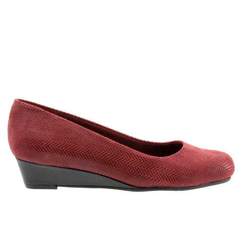 Trotters Lauren T1110-601 Womens Red Extra Wide Leather Wedges Heels Shoes