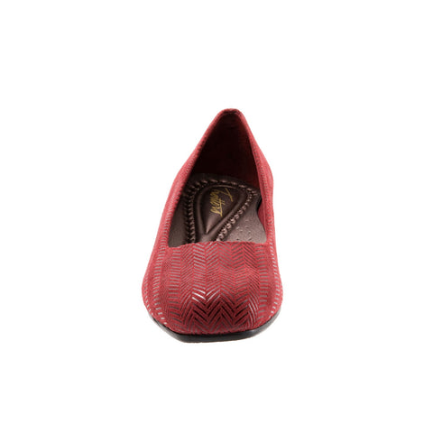 Trotters Lauren T1110-601 Womens Red Extra Wide Leather Wedges Heels Shoes