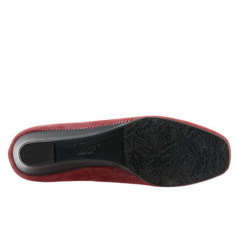 Trotters Lauren T1110-601 Womens Red Extra Wide Leather Wedges Heels Shoes