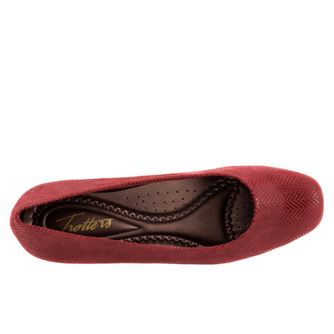 Trotters Lauren T1110-601 Womens Red Extra Wide Leather Wedges Heels Shoes