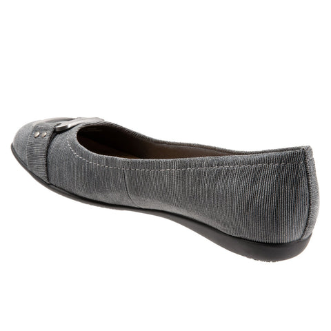 Trotters Sizzle T1251-020 Womens Gray Wide Leather Slip On Ballet Flats Shoes