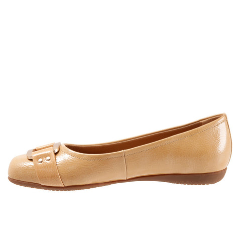 Trotters Sizzle T1251-180 Womens Beige Narrow Leather Ballet Flats Shoes