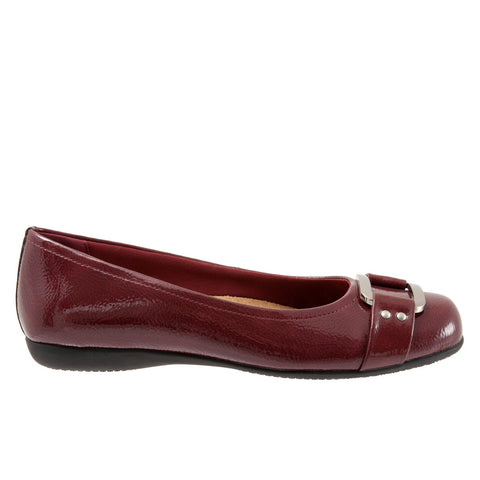 Trotters Sizzle Sign T1251-654 Womens Burgundy Leather Ballet Flats Shoes