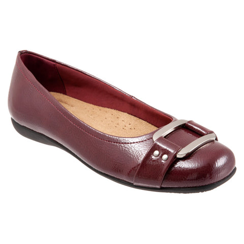 Trotters Sizzle Sign T1251-654 Womens Burgundy Extra Wide Ballet Flats Shoes