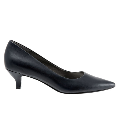 Trotters Paulina T1256-400 Womens Blue Extra Wide Leather Pumps Heels Shoes