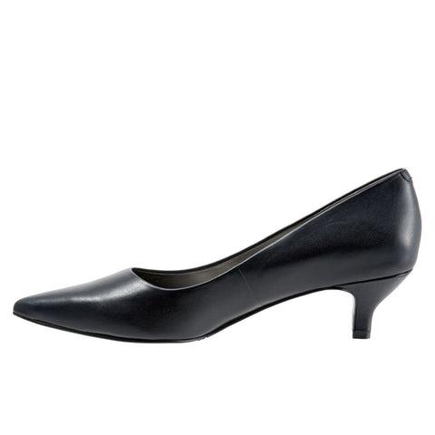 Trotters Paulina T1256-400 Womens Blue Extra Wide Leather Pumps Heels Shoes