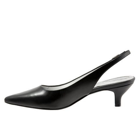 Trotters Prima T1304-001 Womens Black Leather Slingback Heels Shoes