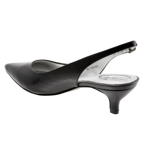 Trotters Prima T1304-001 Womens Black Leather Slingback Heels Shoes