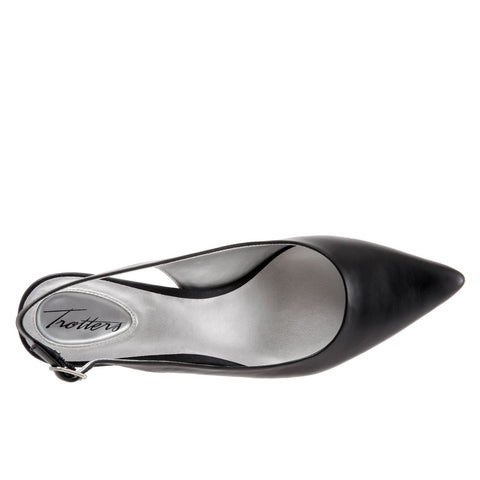 Trotters Prima T1304-001 Womens Black Leather Slingback Heels Shoes