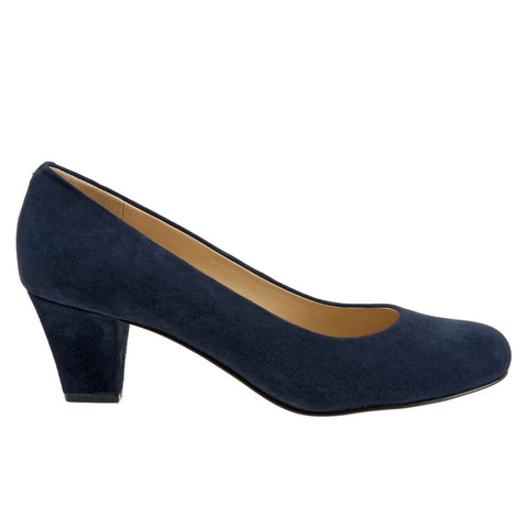 Trotters Penelope T1355-405 Womens Blue Leather Slip On Pumps Heels Shoes