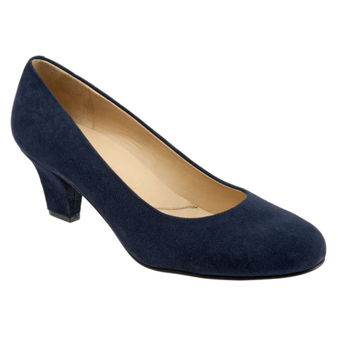 Trotters Penelope T1355-405 Womens Blue Leather Slip On Pumps Heels Shoes