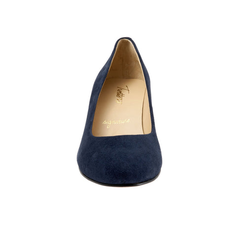 Trotters Penelope T1355-405 Womens Blue Leather Slip On Pumps Heels Shoes