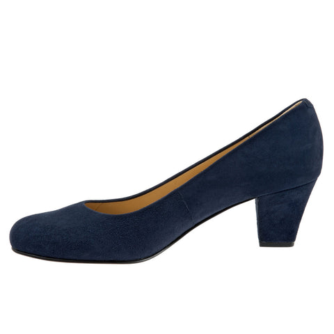 Trotters Penelope T1355-405 Womens Blue Leather Slip On Pumps Heels Shoes