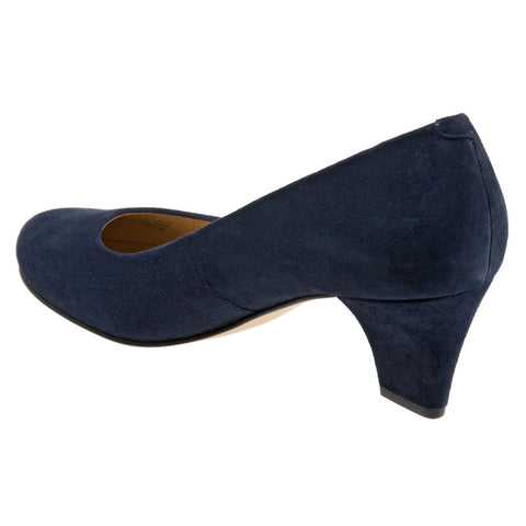 Trotters Penelope T1355-405 Womens Blue Leather Slip On Pumps Heels Shoes