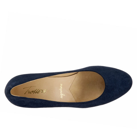 Trotters Penelope T1355-405 Womens Blue Leather Slip On Pumps Heels Shoes