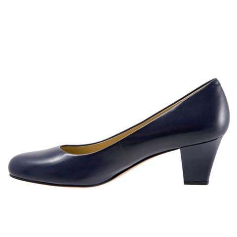 Trotters Penelope T1355-427 Womens Blue Wide Leather Pumps Heels Shoes