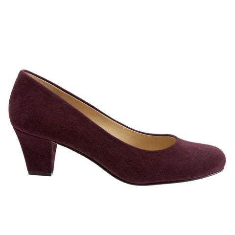 Trotters Penelope T1355-631 Womens Burgundy Leather Slip On Pumps Heels Shoes