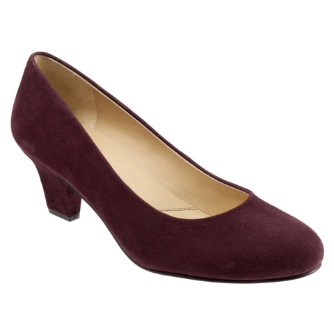Trotters Penelope T1355-631 Womens Burgundy Leather Slip On Pumps Heels Shoes