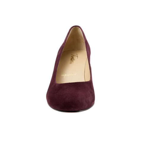 Trotters Penelope T1355-631 Womens Burgundy Leather Slip On Pumps Heels Shoes