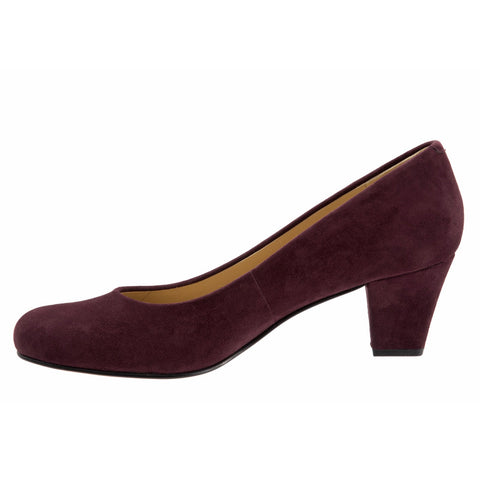Trotters Penelope T1355-631 Womens Burgundy Leather Slip On Pumps Heels Shoes
